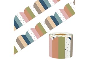 50 Ft Boho Bulletin Board Borders Scalloped Classroom Border Roll Stripe Polka Dot Border Trims Boho Colorful Bulletin Board 