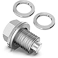 Magnetic Oil Drain Plug M14 x1.5, Stainless Steel Engine Oil Pan Drain Plug with Crush Washer Gasket, Fits Honda Acura Ford GM Mazda Hyundai KIA and More Vehicles