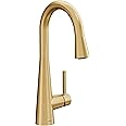 Moen 7664BG Sleek One-Handle High Arc Pulldown Modern Bar Faucet, Brushed Gold