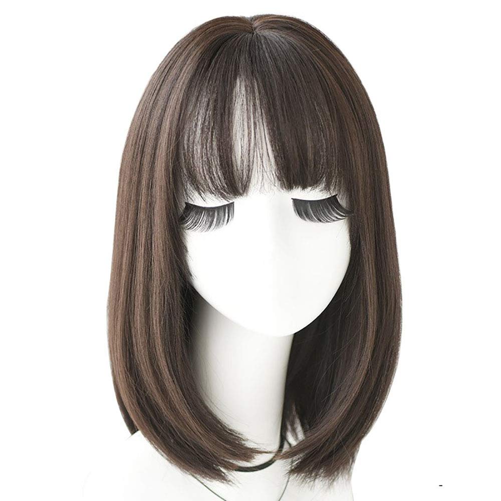 Wigs With Air Bangs For Girl Bob Straight wig Fashion Noble Heat Resistant
