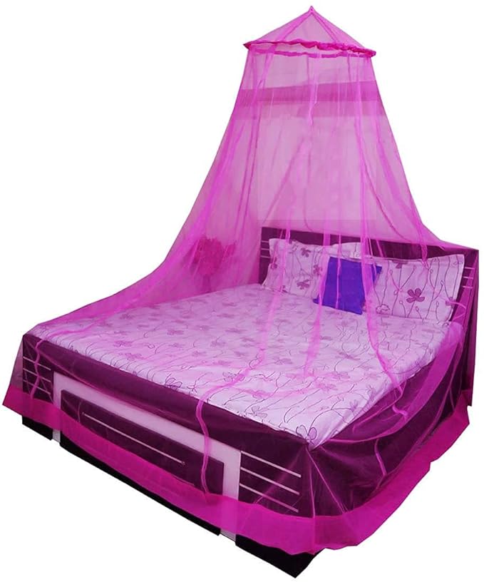 MEF Polyester King Size Double Bed Round Ceiling Mosquito Net