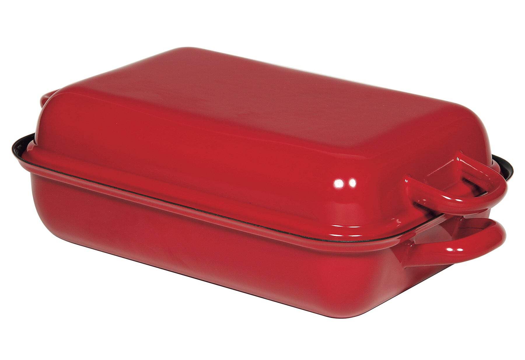 Riess Classic-Colour Rectangular Baking Dish with Lid, Diameter-32 cm Red