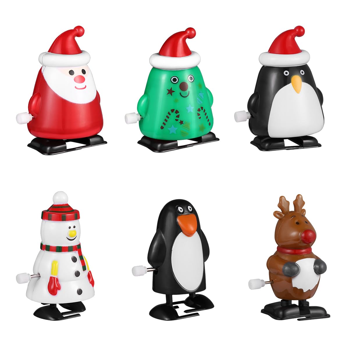 STOBOK 6Pcs Christmas Wind-Up Toys Funny Santa Claus Penguin Elk Snowman Clockwork Walking Toys for Xmas Festive Party Favor Goody Bag Filler