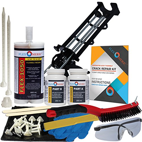 Click Here to See More Images Concrete Foundation Crack Repair Kit - Low Viscosity Polyurethane - FLEXKIT-1050-10