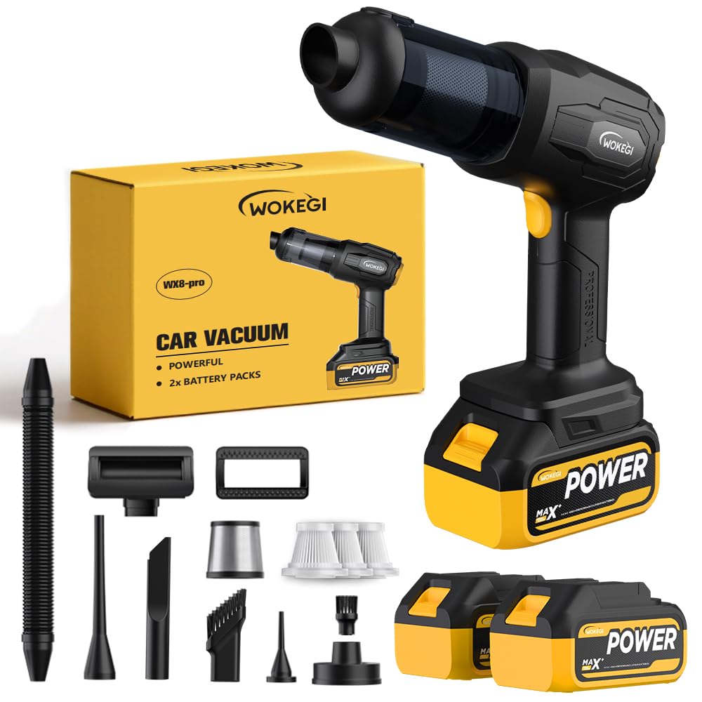 Photo 1 of **FOR PARTS ONLY** WOKEGI Handheld Car Vacuum Cordless, Portable Cars Vacuum Cleaner with 40000Pa High Power & Suction, Powerfull 4-in-1 Hand Held Air Duster Fast Cleaning for Car,Home,Office,Pet Hair (Yellow)