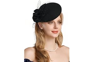 RZTA Women's Vintage 100% Wool Felt Cloche Bucket Bowler Hat Winter Vintage Bow Fedoras Church Fascinator