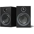 HOTMAY Bluetooth Bookshelf Speakers, 75W Powered Active Speaker with 4 Inch Woofer, HiFi Speaker with aptX Bluetooth USB for Home, Studio, Gaming, Set of 2, Black