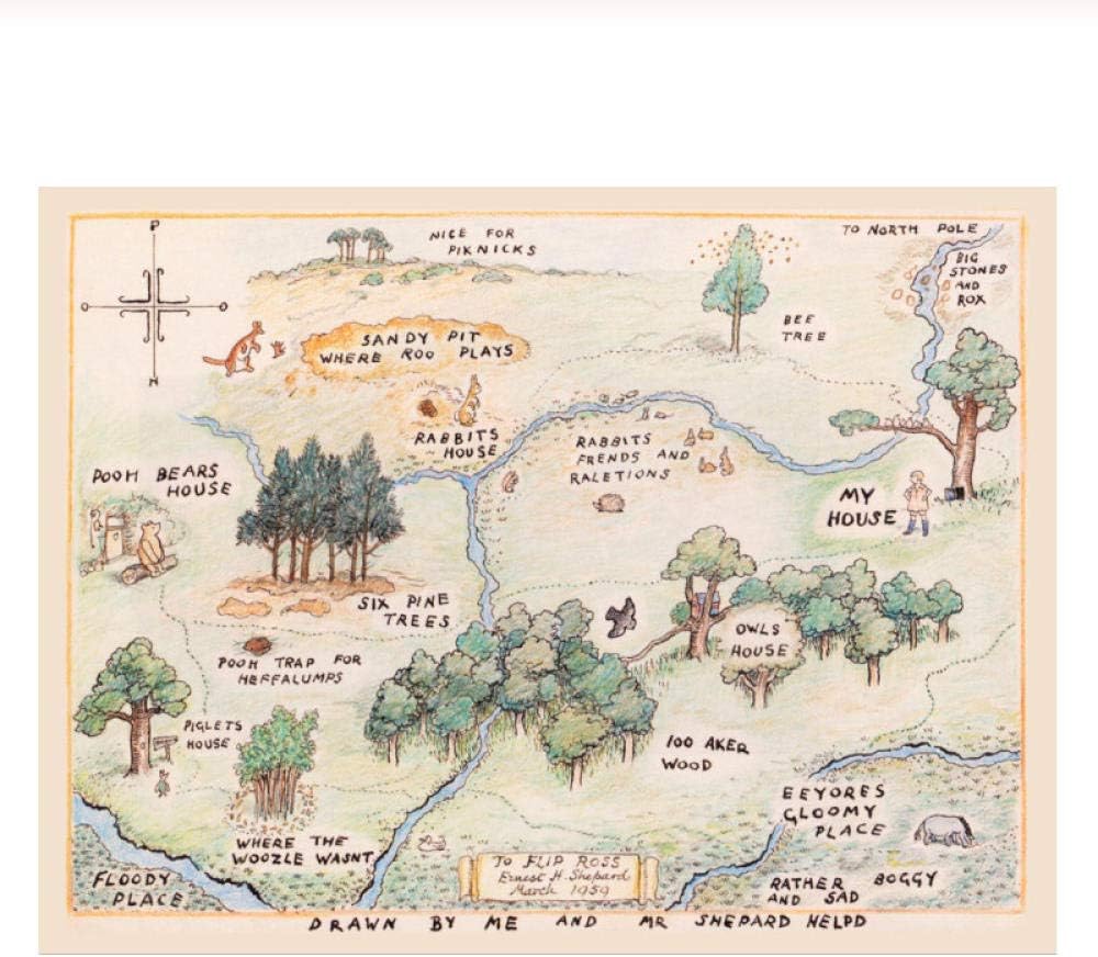 Amazon くまのプーさん クマ100レッドエーカーの森地図 ウォールアート キャンバス絵画 スタジオ背景 子供部屋のインテリアポスター 60x80cm フレームなし ウォールステッカー オンライン通販