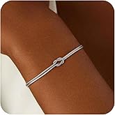 Fimhut Gold Knot Bracelets for Women Trendy -14K Gold/Whited Gold Plated Knot Bracelets Dainty Gold Bracelet for Women Non Tarnish Waterproof Jewelry for Women Gifts