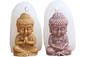 LSLEVA 2-Pack 3D Mini Buddha Silicone Candle Mold, DIY Buddha Mold for for Handcraft Candle Making Decorated Resin Craft Molds Gypsum Cement Statue Silicone Moulds