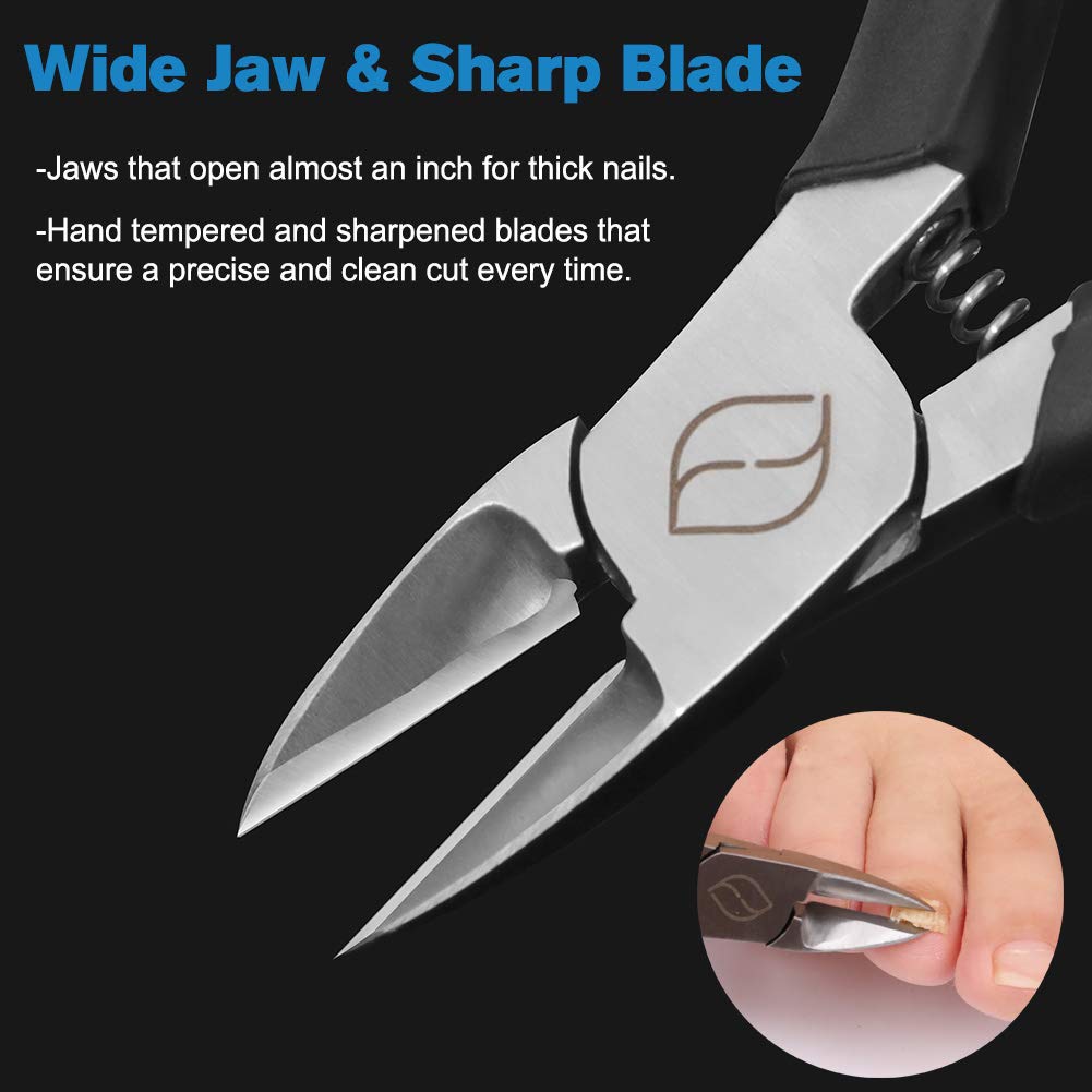 FERYES Straight Blade Toenail Clippers with Toenail Lifter and Fork - Podiatrist Toe Nail Clipper for Thick Toenails - 2 in 1 Ingrown Toenail Tools Kit: Beauty