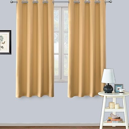 Lifonder Beige Blackout Window Curtains Grommet Top Room Darkening Drapes Privacy Panels For Kids Room Bedroom Windows 2 Packs W52 X L54 Inches