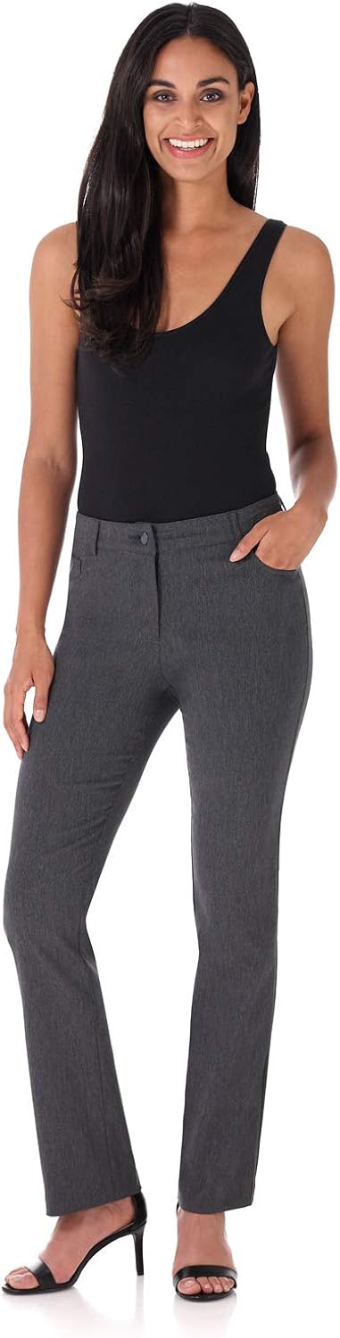 Rekucci Women's Iconic Stretch 5 Pocket Straight Leg Pant w/Zipper Closure at  Women’s Clothing store