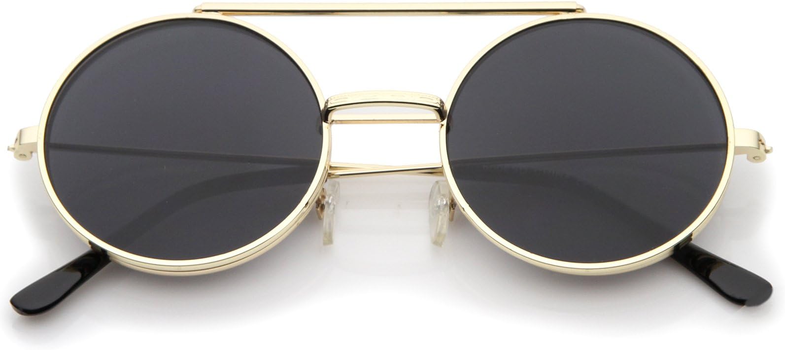 Mid Size Flip-Up Neutral-Colored Lens Round Django Sunglasses 49mm