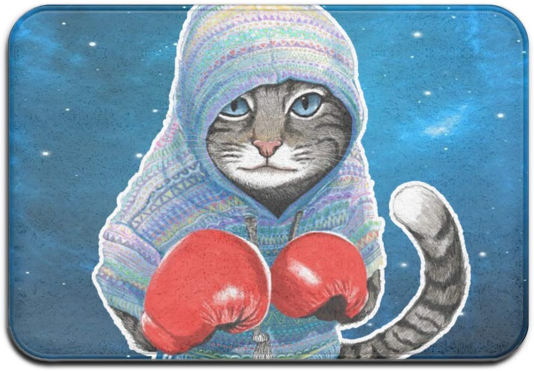 Doormats, Boxing Cat Floor Rug Non-Slip Doormat for Living Dining Dorm Room Bedroom Decor 40x60cm