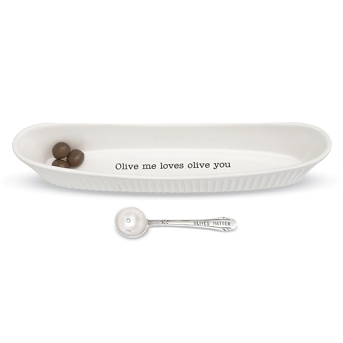 Mud Pie 4101037 Olive Serving Dish, White Review