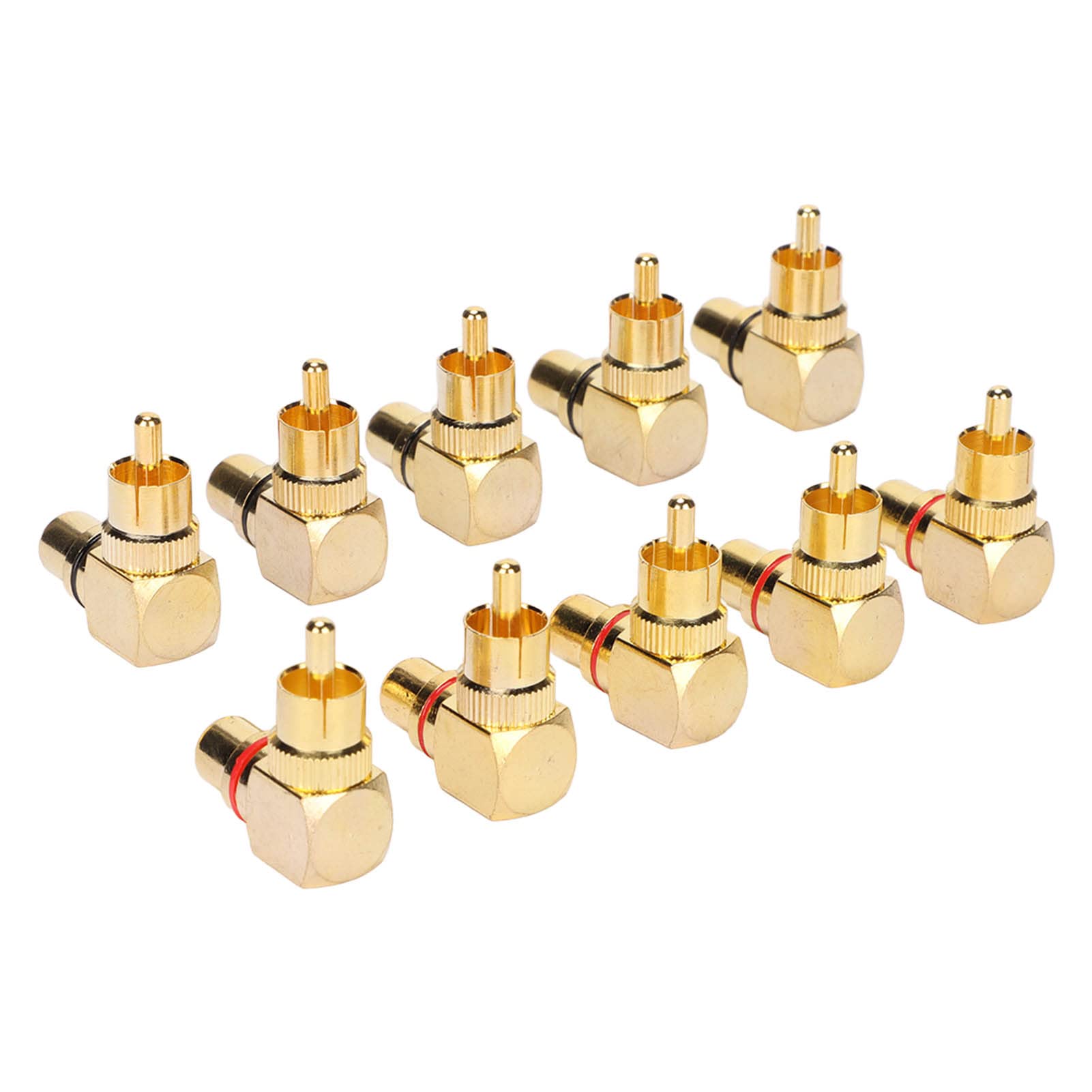 Annadue 5 Pairs RCA Adapter, 90 Degree Gold Plated Male to Female Conversion Plugs, Dual Channel, Right Angle Protection, 20 Ports, 1 Amps, Metallic Finish