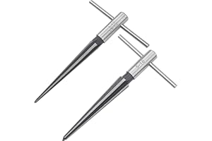 2Pcs Yootones 1/8"-1/2" 3-13mm & 5mm-16mm Bridge Pin Hole Hand Held Reamer T Handle Tapered 6 Fluted Chamfer Reaming Woodwork