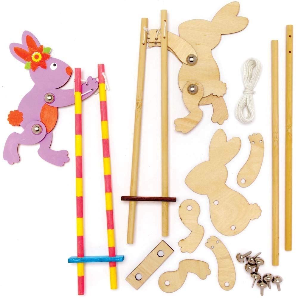 Baker Ross Easter Bunny Wooden Acrobats - Pack of 3, Easter Crafts for Kids (AX751)