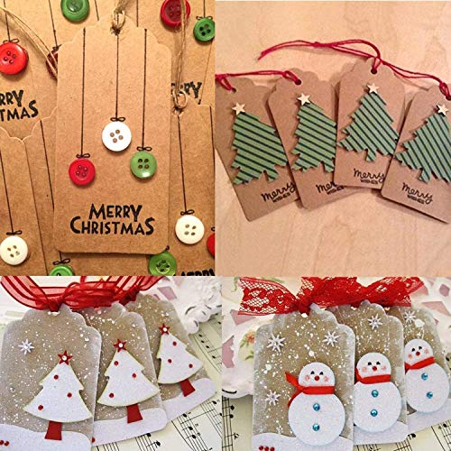 SallyFashion 200pcs Kraft Paper Gift Tags with Free 200 Root Natural Jute Twine(Water Ripple)
