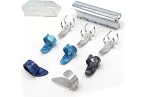 Cheerock Stainless Steel Guitar Slide and Thumb Picks, Electric and Acoustic Finger Picks, Dobro, Lap Steel, Hawaiian Guitar, Banjo Bass Accessories