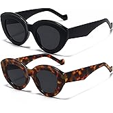 AIEYEZO Oversized Cat Eye Sunglasses for Women Cute Oval Thick Frame Cateye Sun Glasses Chic Retro Style Shades
