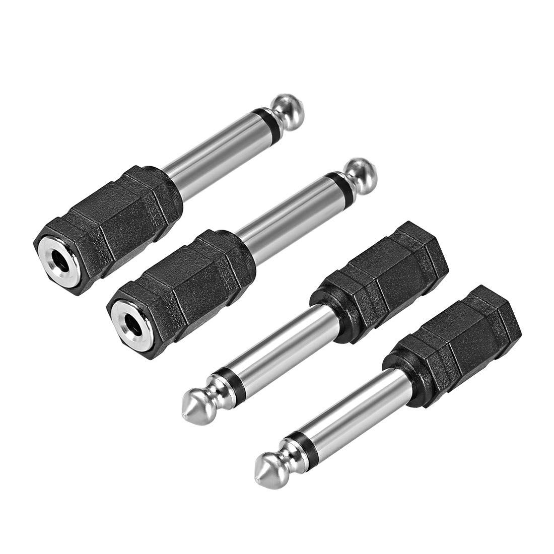 sourcing map 6.35mm Male Mono to 3.5mm Female Connector Audio Video Adapter Coupler 4Pcs