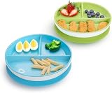 Munchkin Stay Put Divided Plates 2 Pack Blue/Green Suction Baby Plates view 7