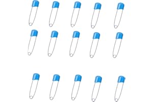 PIAOPIAO 60 PCS Diaper Pins Baby Safety Pins - 2.2 Inch Plastic Head Cloth Diaper Pins with Locking Closures, Stainless Steel Nappy Pins Set (Blue)