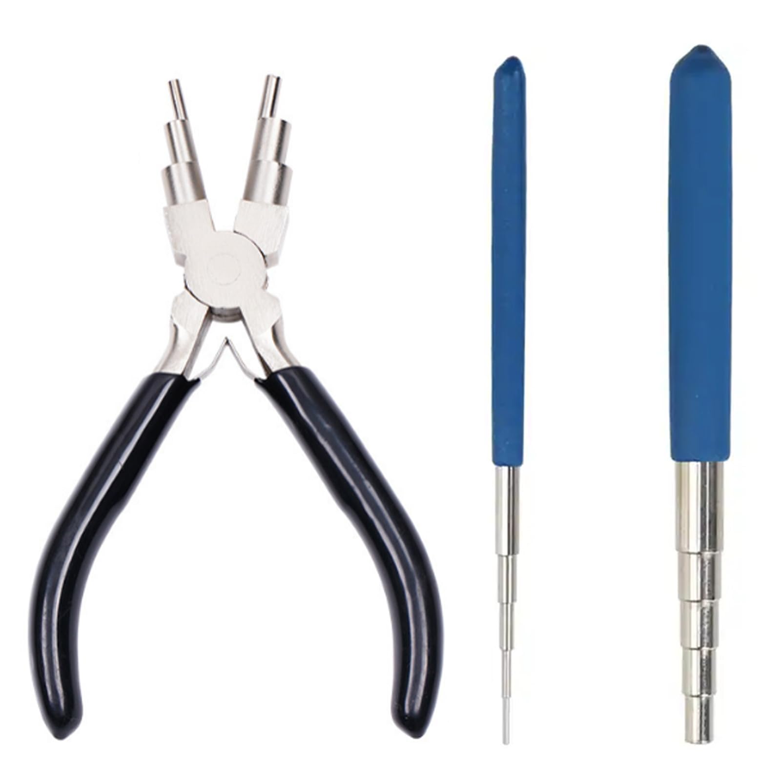 KOOLEVER Wire Looping Tool, Jewellery Pliers, 2Pcs Wire Looping Mandrel and 1Pc 6 in 1 Bail Making Plie Jewellery Making Tools, for Bending Loops and Rings