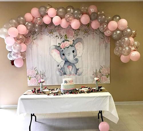 Elephant Baby Shower Decorations for Girl,93 Pcs Pink Elephant