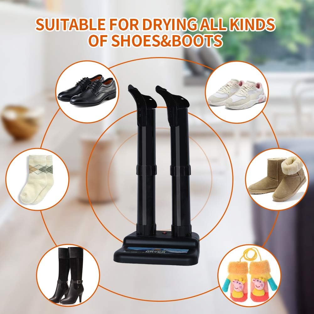 Boot Dryer&Warmer-Electric Shoe Dryer,With ON/OFF Button,Noiseless,Constant Temprature W/Heat Blower for shoes,Boots,Gloves,Socks,BLACK: Shoes