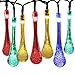 [26ft 40 Led] Garden Solar Outdoor Lights Fairy Water Drop Outdoor Lighting Lamp, 8 Mode (Steady, Flash), Waterproof, Decoration for Patio, Lawn, Fence, Yard, Christmas, Tree, Party (Multi Color)