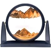 10" Moving Sand Art Picture Sandscapes in Motion 3D Deep Sea Sand Art Round for Adult Relaxing Toys Decor Desktop Home Office (Orange)