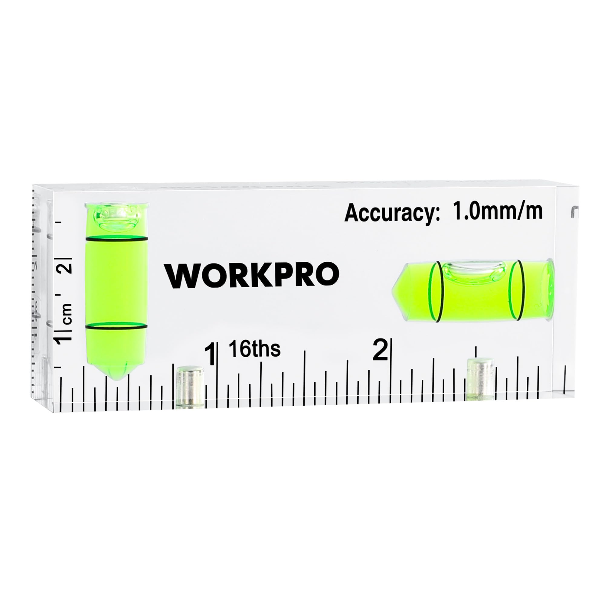 Photo 1 of WORKPRO Small Level, 3 Inch Mini Level Tool, Magnetic Level with 2 Different Bubbles 90°/180°, Shatterproof Cross Check Bubble Level, Pocket Level for Picture Hanging Tool