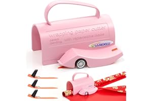 VIANEKLU Wrapping Paper Cutter Slider, Gift Wrap Cutter with Handle for Christmas Paper Rolls, 3 Replaceable Blades for Smooth & Straight Cuts, Easy & Durable Wrapping Paper Cutter Tool for Holiday Birthday