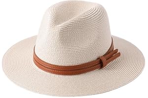 Panama Hat Rolling Folding Wide Hat Beach Cap Uv Protection Fedora Hat for Women Men 56-58cm