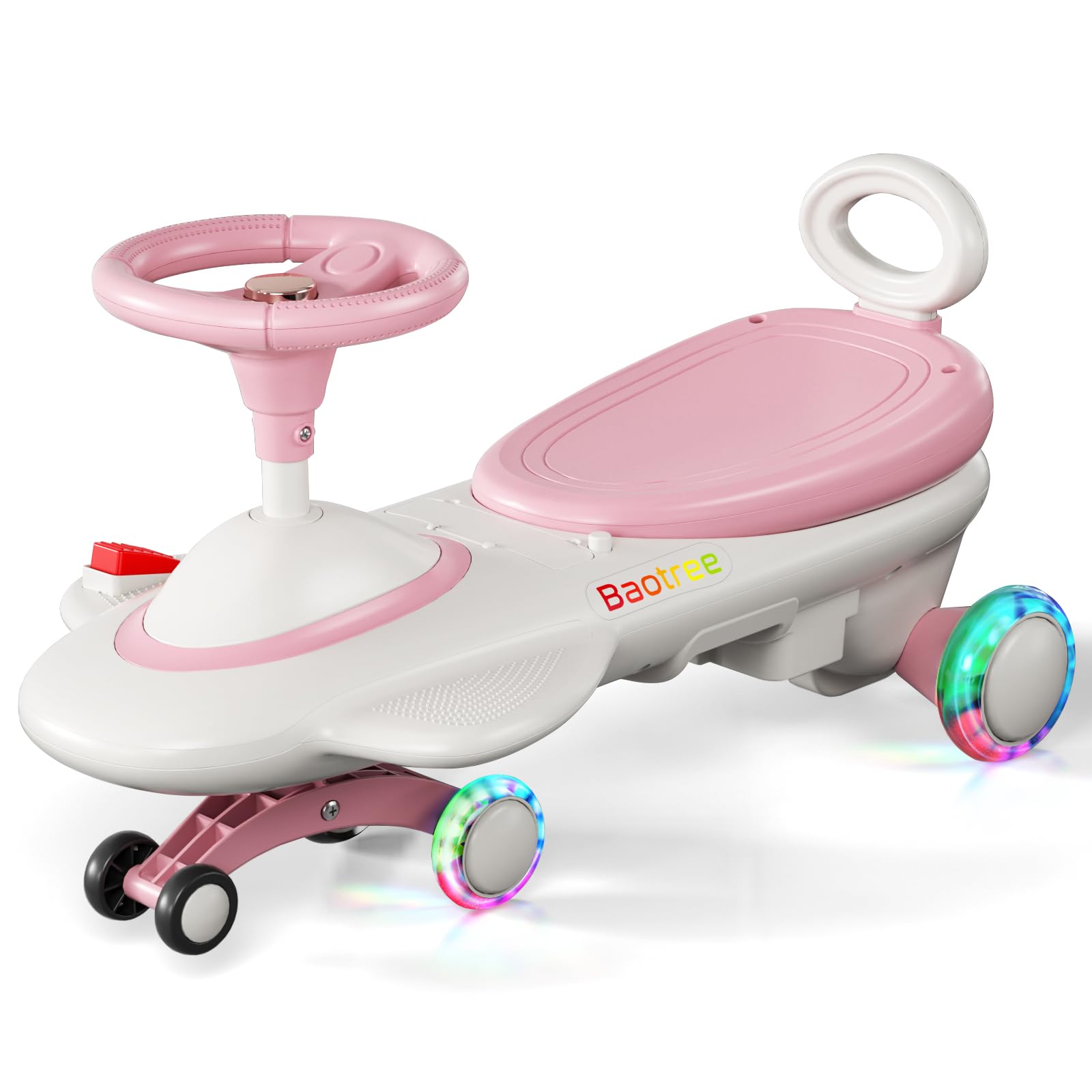 Photo 1 of (missing batteries, wired cord included) Baotree Kids Electric Ride On Car 12V - Electric Wiggle Car with Rechargeable Battery, LED Lights & Music,Anti-Rollover for Boys Girls Ages 3-8, Indoor/Outdoor Toy Vehicle up to 150 lbs (White)