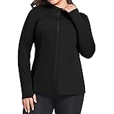 FOREYOND Plus Size Jackets for Women Athletic Workout Running Jacket Full Zip up Lightweight Yoga Tops with Thumb Holes