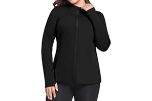 FOREYOND Plus Size Jackets for Women Athletic Workout Running Jacket Full Zip up Lightweight Yoga Tops with Thumb Holes