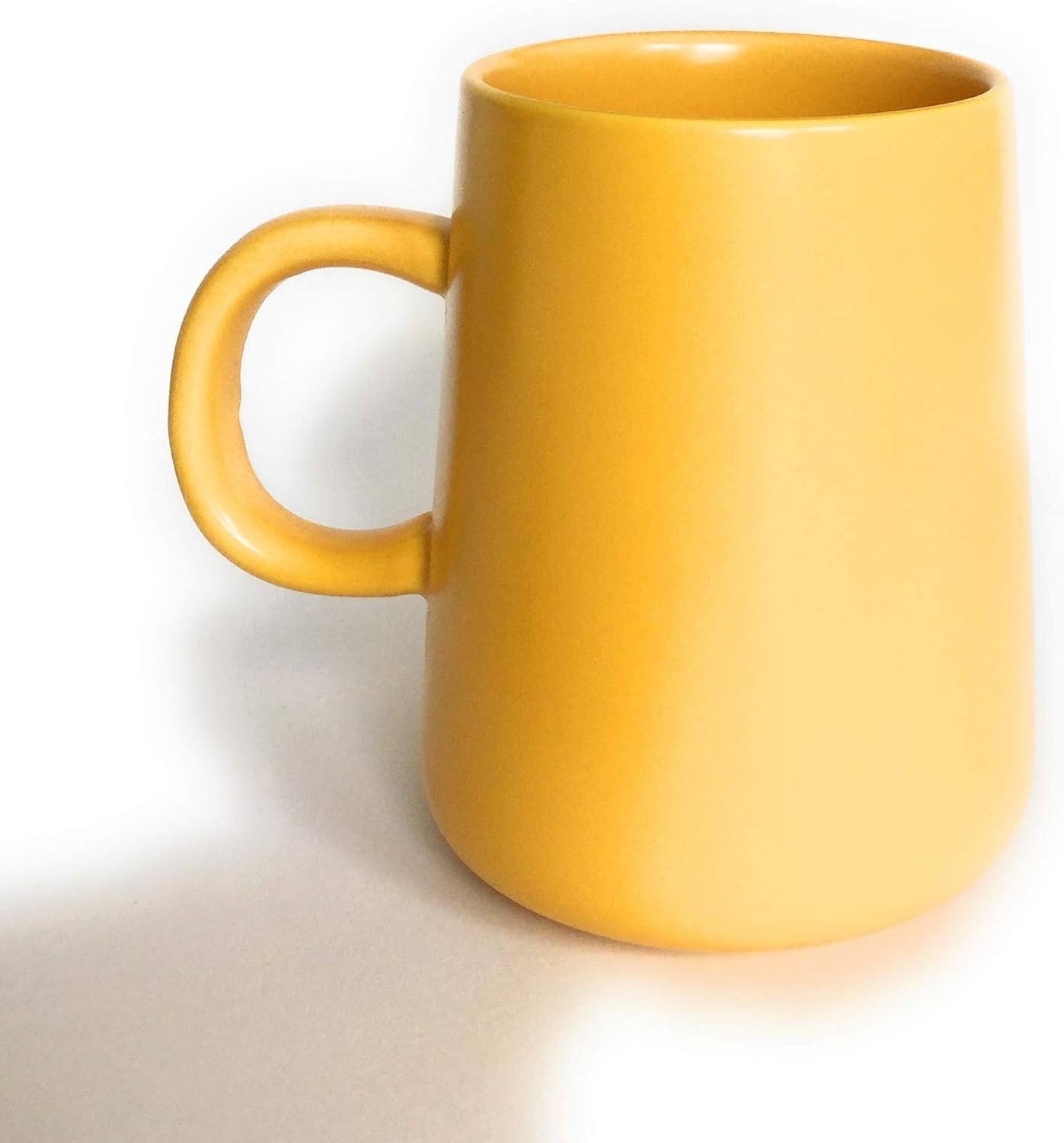 Coffee Mug Large Bright Plain Yellow Strong Ceramic Drinks Cup 450