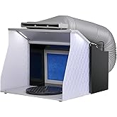 VEVOR Airbrush Spray Booth, Portable Hobby Airbrush Paint Spray Booth Kit with 4 LED Light, Powerful Dual Exhaust Fans, Turnt
