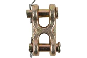 2 Packs 3/8 Inch Double Clevis Link, G70 Forged Twin Clevis Links, Zinc-Plated Safety Chain Repair Links, Truck Trailer Tie D