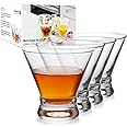 WOTOR Stemless Martini Glasses Set of 4, 8oz Cocktail Glass Set, Fancy Modern Martini Cups for Bar, Short and Small Margarita