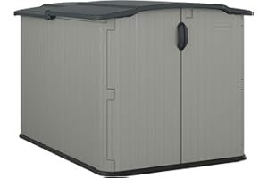 Suncast 138 Cu Ft Horizontal Outdoor Storage Shed, 57.5"x79.75"x52" Glidetop Outdoor Shed with Sliding Lid, Plastic Resin Storage Sheds with Floor for Bikes, Motorcycles, & Lawn Mower, Made in the USA