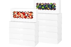 PFAMKEER 36 pcs Cookie Boxes,12x5.5x2.5 Inch Bakery Boxes with Window for Pies Chocolate Strawberries Muffins Donuts Pastry D