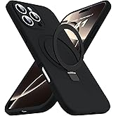 SKYLMW Designed for iPhone 16 Pro Case with Magnetic Invisible Stand Compatible with Mag-Safe Military Drop Tested Shockproof Silicone Phone Cases for Women Men 6.3'', Black