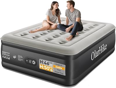 OlarHike Double Airbed with Built In Pump 50cm High 190 x 135 cm