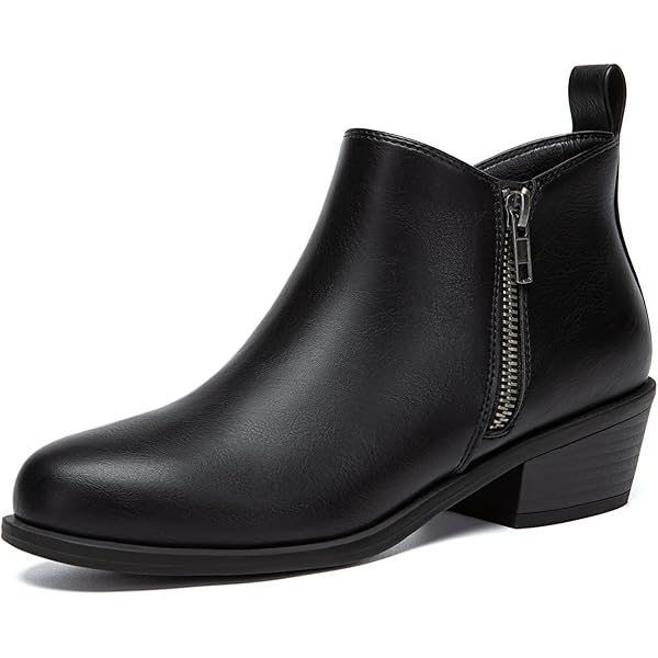 Amazon.com | Jeossy Women's Black Ankle Short Boots, Leather
