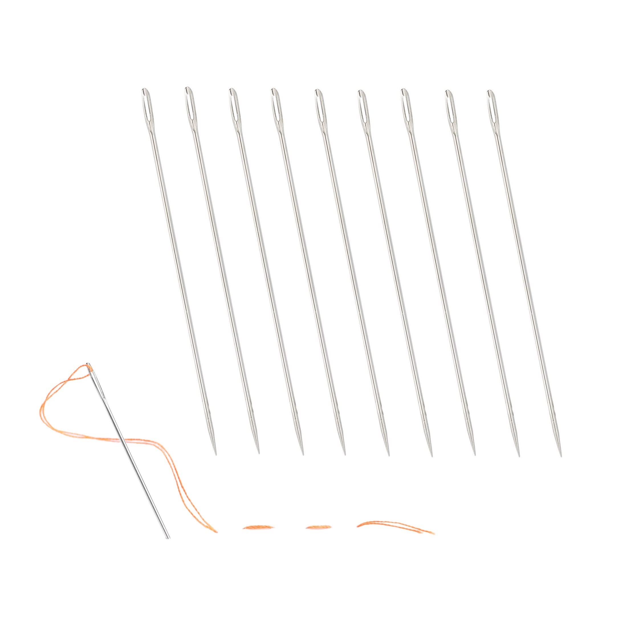 D.RECT - Darning Needles Set - 10 Pieces | Pointed and Large Ears | Stainless Steel | for Sewing & Darning | 100 mm, 110687, Silver Colour